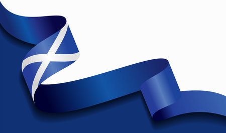 Scottish flag wavy abstract background. Vector illustration.のイラスト素材