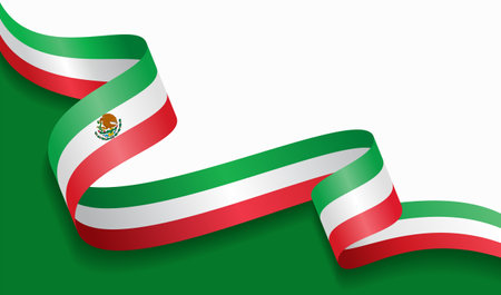 Mexican flag wavy abstract background. Vector illustration.のイラスト素材