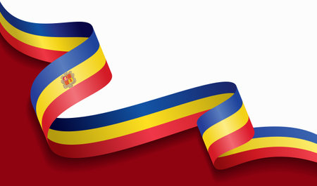 Andorran flag wavy abstract background. Vector illustration.のイラスト素材