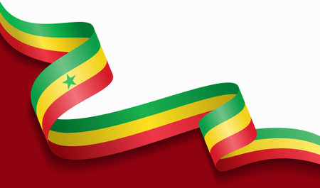 Senegalese flag wavy abstract background. Vector illustration.のイラスト素材