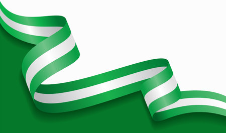 Nigerian flag wavy abstract background. Vector illustration.のイラスト素材