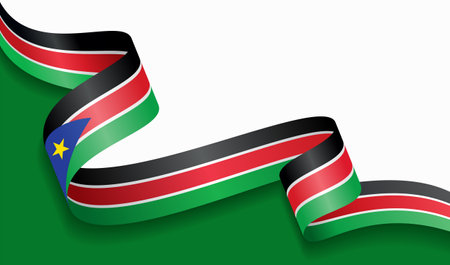 South Sudan flag wavy abstract background. Vector illustration.のイラスト素材