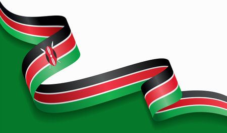 Kenyan flag wavy abstract background. Vector illustration.のイラスト素材