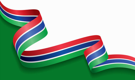 Gambian flag wavy abstract background. Vector illustration.のイラスト素材