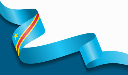 Congolese flag wavy abstract background. Vector illustration.のイラスト素材