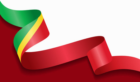 Congolese flag wavy abstract background. Vector illustration.のイラスト素材