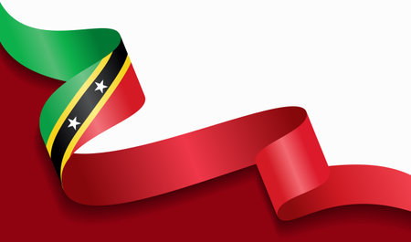 Saint Kitts and Nevis flag wavy abstract background. Vector illustration.のイラスト素材