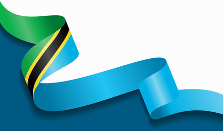 Tanzanian flag wavy abstract background. Vector illustration.のイラスト素材