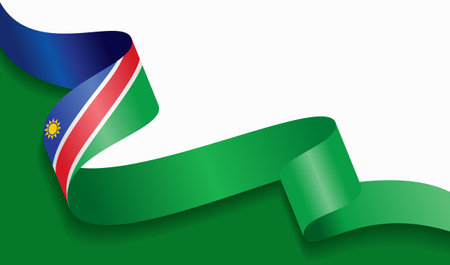 Namibian flag wavy abstract background. Vector illustration.のイラスト素材