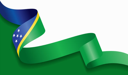 Solomon Islands flag wavy abstract background. Vector illustration.のイラスト素材