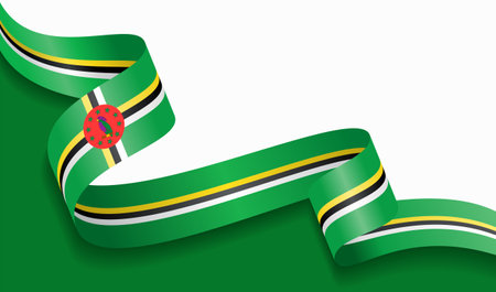 Dominica flag wavy abstract background. Vector illustration.のイラスト素材