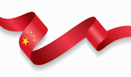 Chinese flag wavy abstract background. Vector illustration.のイラスト素材