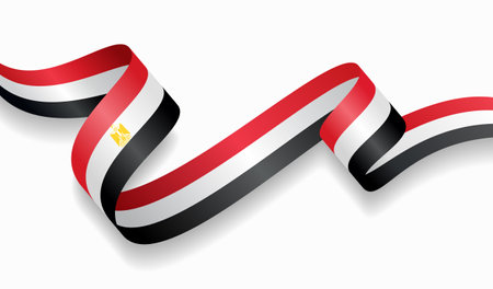 Egyptian flag wavy abstract background. Vector illustration.のイラスト素材