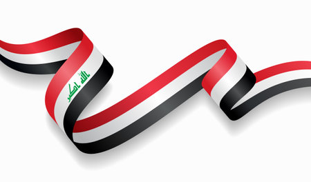 Iraqi flag wavy abstract background. Vector illustration.のイラスト素材