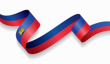 Liechtenstein flag wavy abstract background. Vector illustration.のイラスト素材