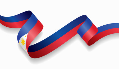 Philippines flag wavy abstract background. Vector illustration.のイラスト素材