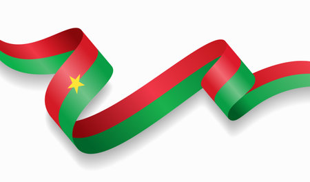 Burkina Faso flag wavy abstract background. Vector illustration.のイラスト素材
