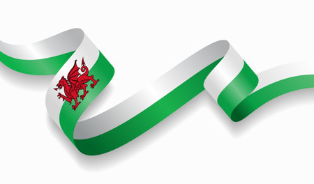 Welsh flag wavy abstract background. Vector illustration.のイラスト素材