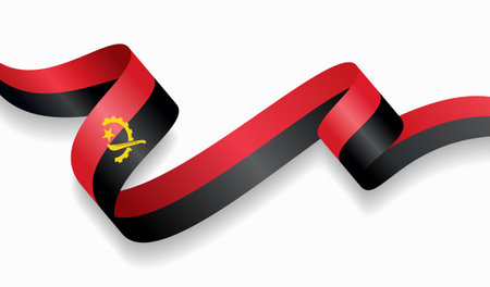 Angolan flag wavy abstract background. Vector illustration.のイラスト素材