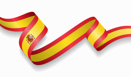 Spanish flag wavy abstract background. Vector illustration.のイラスト素材