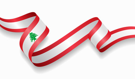 Lebanese flag wavy abstract background. Vector illustration.のイラスト素材