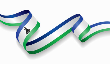 Lesotho flag wavy abstract background. Vector illustration.のイラスト素材