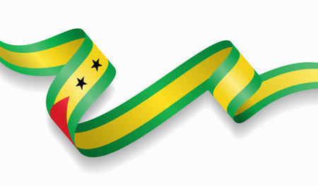 Sao Tome and Principe flag wavy abstract background. Vector illustration.のイラスト素材