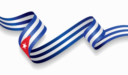Cuban flag wavy abstract background. Vector illustration.のイラスト素材