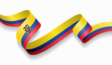 Ecuadorean flag wavy abstract background. Vector illustration.のイラスト素材