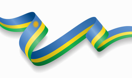 Rwandan flag wavy abstract background. Vector illustration.のイラスト素材