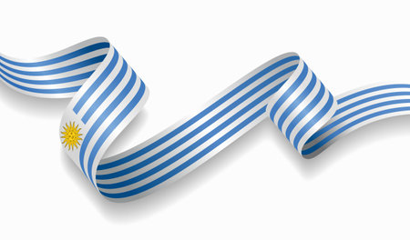 Uruguayan flag wavy abstract background. Vector illustration.のイラスト素材
