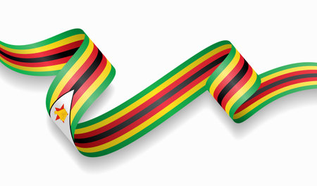 Zimbabwean flag wavy abstract background. Vector illustration.のイラスト素材