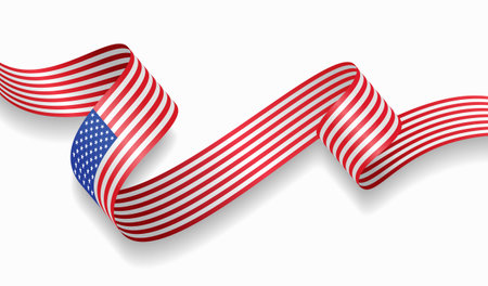 American flag wavy abstract background. Vector illustration.のイラスト素材