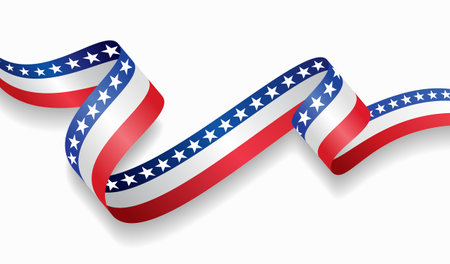 American flag wavy abstract background. Vector illustration.のイラスト素材