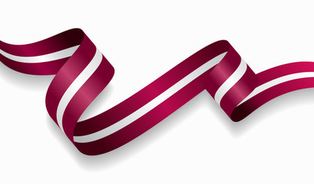 Latvian flag wavy abstract background. Vector illustration.のイラスト素材