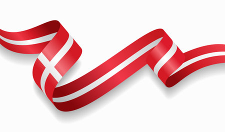 Danish flag wavy abstract background. Vector illustration.のイラスト素材