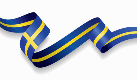 Swedish flag wavy abstract background. Vector illustration.のイラスト素材