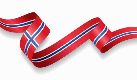 Norwegian flag wavy abstract background. Vector illustration.のイラスト素材
