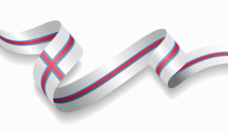 Faroe Islands flag wavy abstract background. Vector illustration.のイラスト素材