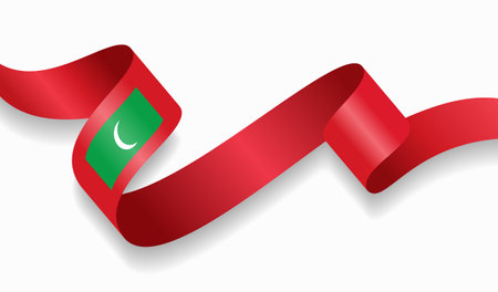 Maldives flag wavy abstract background. Vector illustration.のイラスト素材