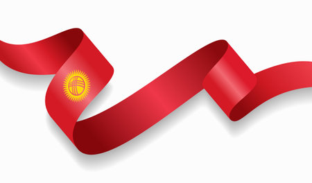 Kyrgyzstani flag wavy abstract background. Vector illustration.のイラスト素材