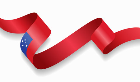 Samoan flag wavy abstract background. Vector illustration.のイラスト素材