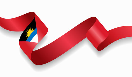 Antigua and Barbuda flag wavy abstract background. Vector illustration.のイラスト素材