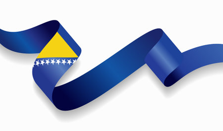 Bosnia and Herzegovina flag wavy abstract background. Vector illustration.のイラスト素材