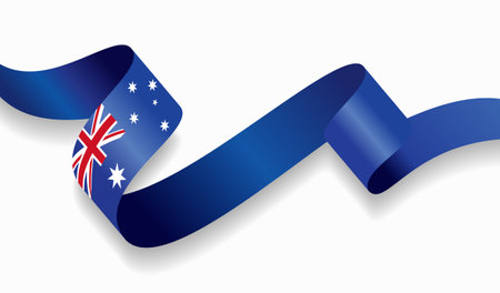 Australian flag wavy abstract background. Vector illustration.のイラスト素材