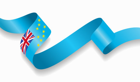 Tuvalu flag wavy abstract background. Vector illustration.のイラスト素材