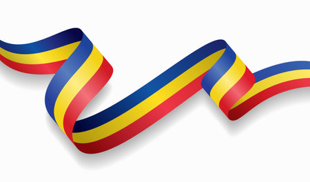 Romanian flag wavy abstract background. Vector illustration.のイラスト素材