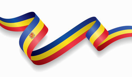 Andorran flag wavy abstract background. Vector illustration.のイラスト素材