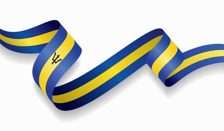 Barbadian flag wavy abstract background. Vector illustration.のイラスト素材