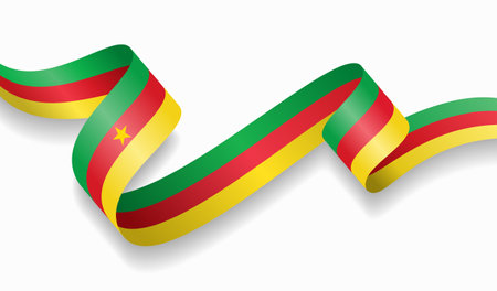 Cameroon flag wavy abstract background. Vector illustration.のイラスト素材